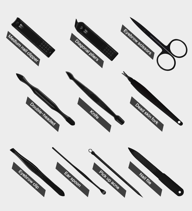 QLNE Nail Clippers Sets High Precisio Stainless Steel Nail Cutter Pedicure Kit Nail File Sharp Nail Scissors and Clipper Manicure Pedicure Kit Fingernails & Toenails with Portable stylish case (Red_10in1) - Image 3
